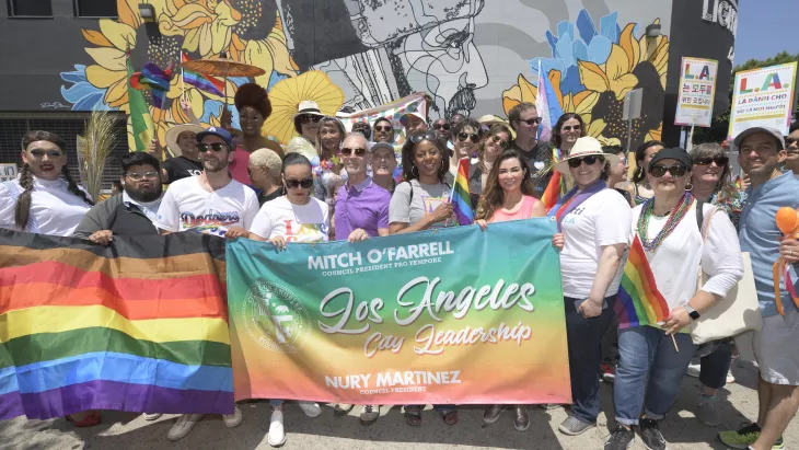 Capri Maddox with city leaders and staff at the 2022 Pride Parade in Hollywood.