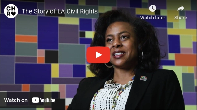 YouTube Video still of LA Civil Rights Executive Director Capri Maddox in the video "The Story of LA Civil Rights"